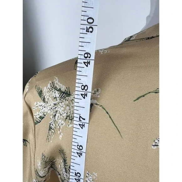 Caara Yellow Floral Tie-Waist Midi Dress Medium Spring Picnic Chic Cottagecore M - Picture 7 of 14